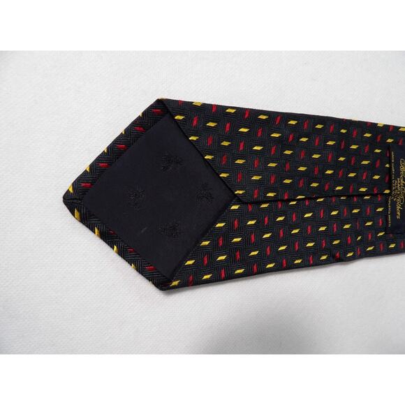 Brooks Brothers Makers Neck Tie Silk Black Yellow Red Pin Dot Woven Geometric - Picture 6 of 7